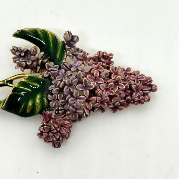 Vintage Museum Of Fine Arts Lilac Brooch Enamel Flower Gold-tone MFA - Picture 4 of 16